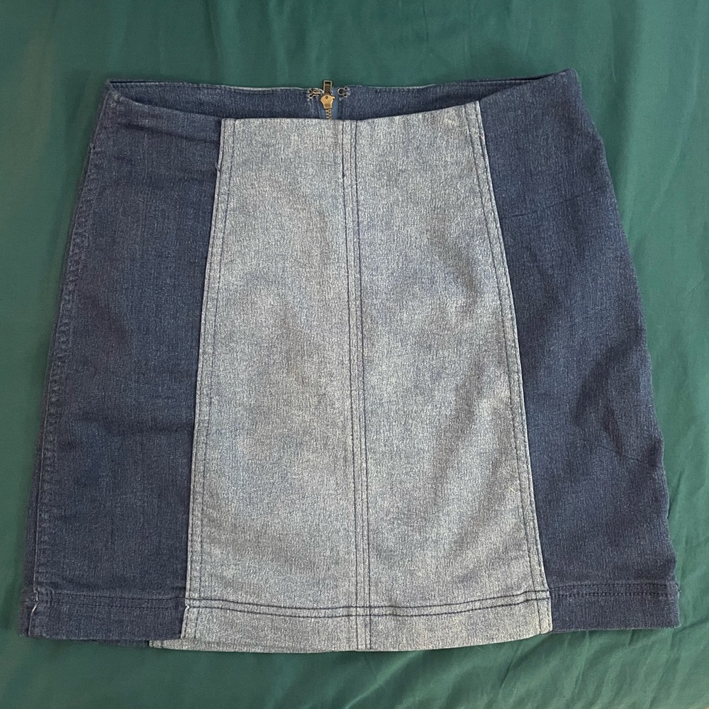 Two Tone Demin Mini Skirt Free People